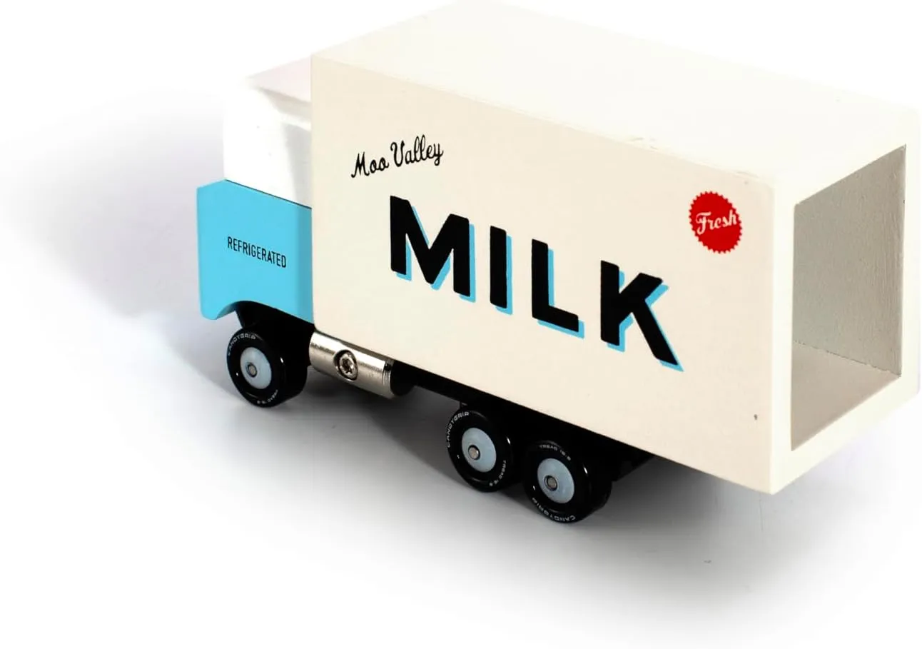 CANDYCAR® Wooden Diecast Collection - Milk Truck, Premium Handcrafted Beech Wood Toy Car