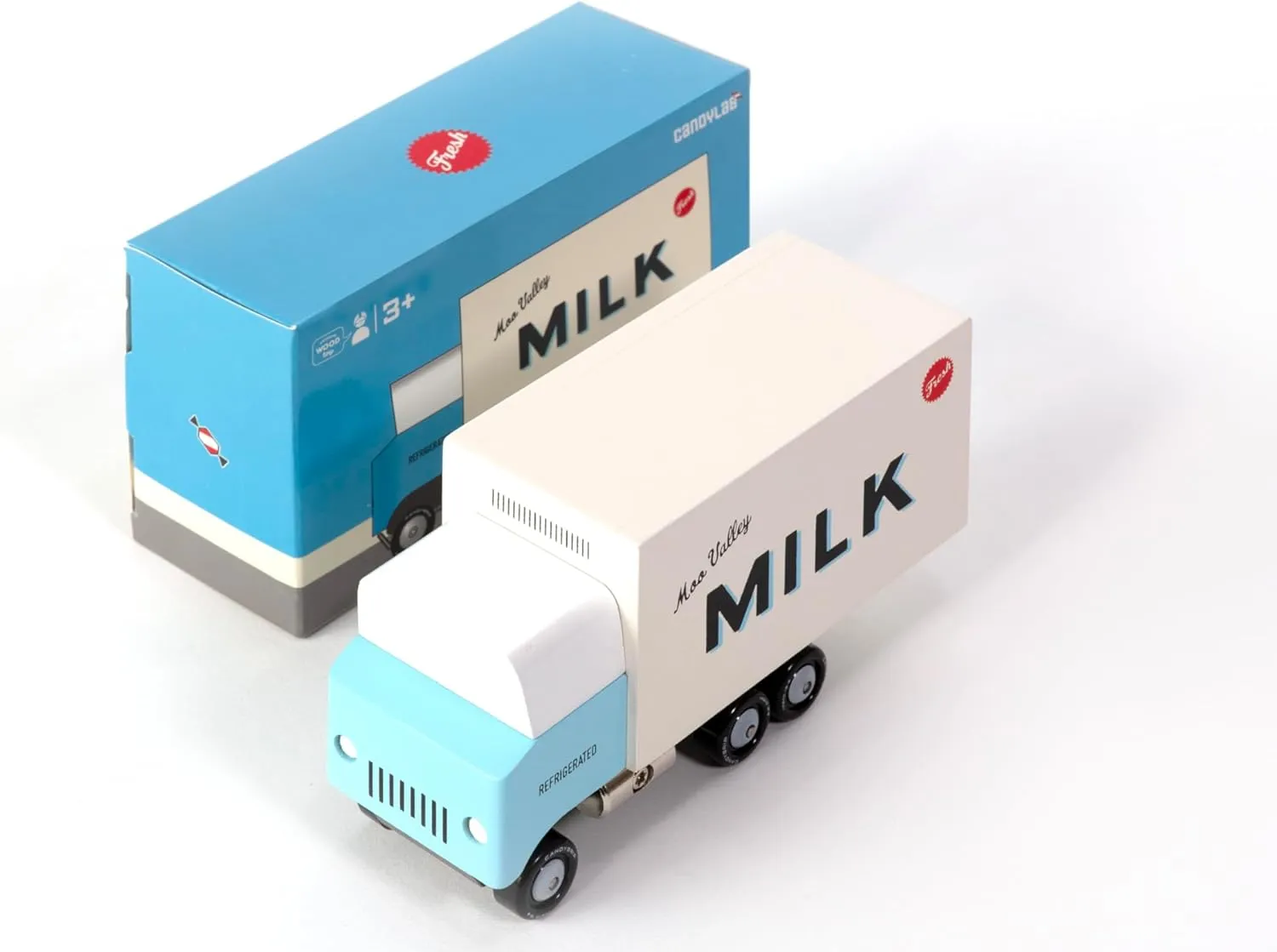 CANDYCAR® Wooden Diecast Collection - Milk Truck, Premium Handcrafted Beech Wood Toy Car