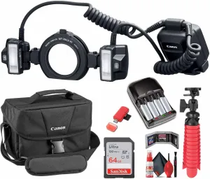 Canon MT-26EX-RT Macro Twin Lite (2398C003)   64GB Ultra Memory Card   Shoulder Bag   Flexible Tripod   Batteries and Charger   Cleaning Kit   Memory Card Wallet   Card Reader (Renewed)
