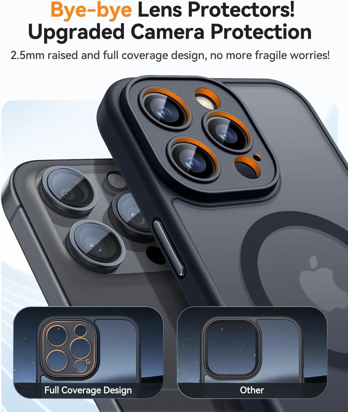 CANSHN Magnetic Compatible with iPhone 16 Pro Case, Upgraded [Full Camera Protection] [Compatible with Magsafe] [Translucent Matte] Shockproof Protective Phone Case Cover 6.3 Inch - Black