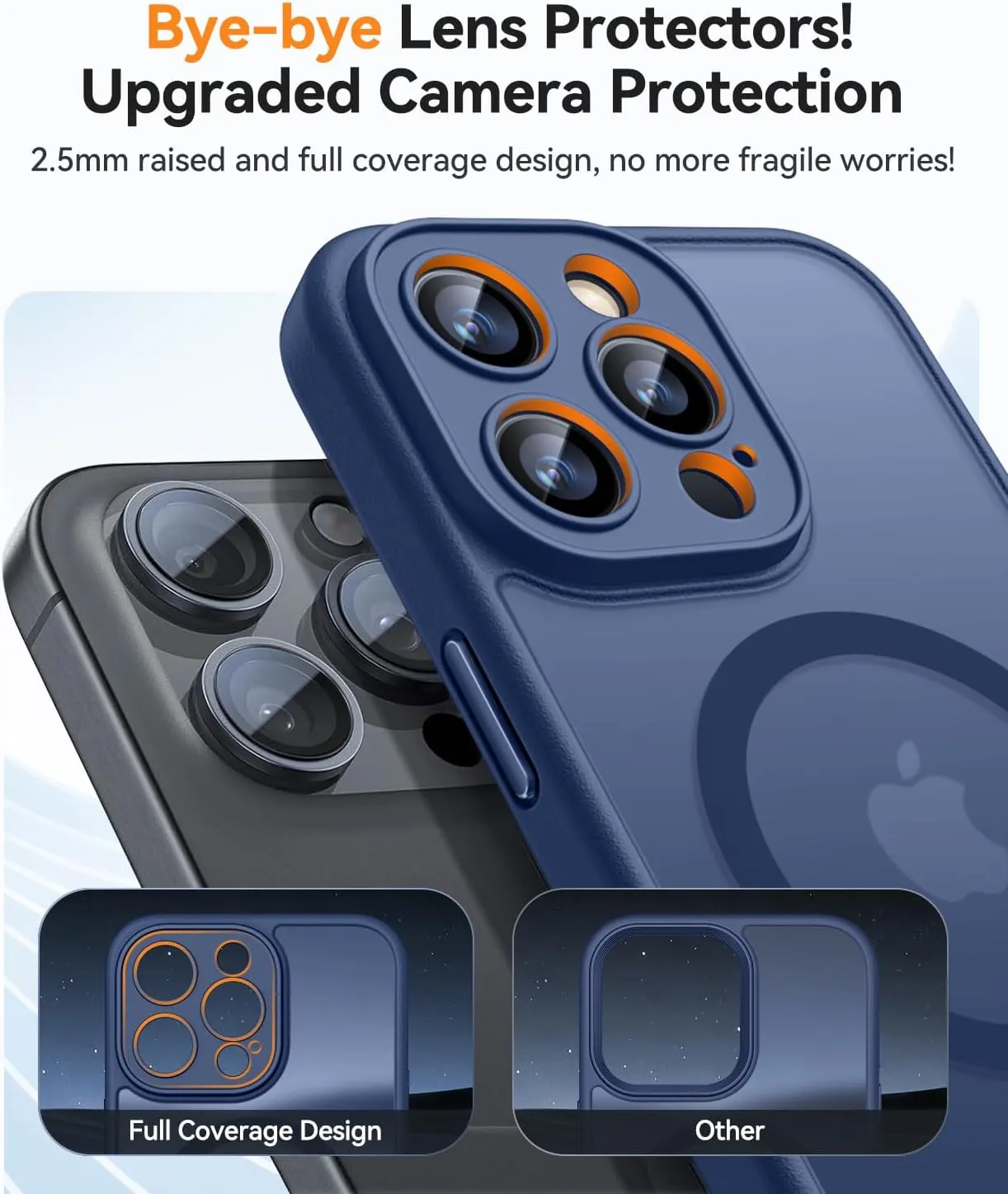 CANSHN Magnetic Compatible with iPhone 16 Pro Case, Upgraded [Full Camera Protection] [Compatible with Magsafe] [Translucent Matte] Shockproof Protective Phone Case Cover 6.3 Inch - Deep Blue