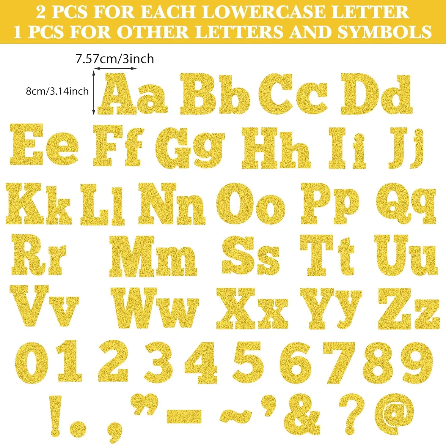 Capoda 98 Pcs Magnetic Letters Punctuation Kit 3 Inch Alphabet ABC Magnet Classroom Numbers Fridge Magnetic Letter for Classroom Educational Preschool Learning Spelling Counting(Gold)