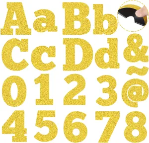 Capoda 98 Pcs Magnetic Letters Punctuation Kit 3 Inch Alphabet ABC Magnet Classroom Numbers Fridge Magnetic Letter for Classroom Educational Preschool Learning Spelling Counting(Gold)