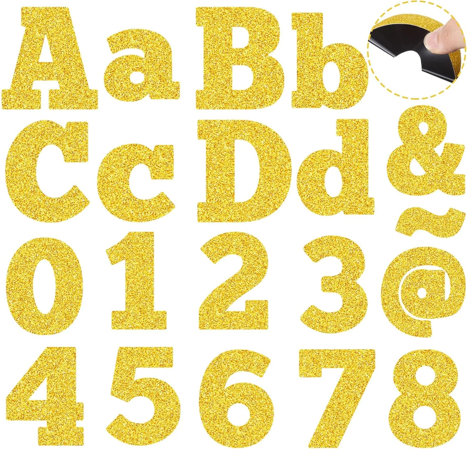 Capoda 98 Pcs Magnetic Letters Punctuation Kit 3 Inch Alphabet ABC Magnet Classroom Numbers Fridge Magnetic Letter for Classroom Educational Preschool Learning Spelling Counting(Gold)