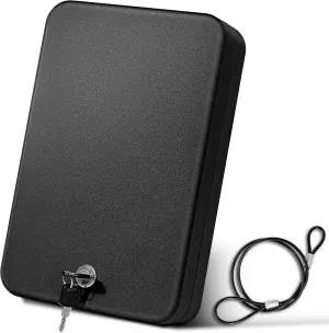 Car Portable Gun Safe for Handgun and Valuables, Pistol Safe, Handgun Lock Box for Car, 9.4" x6.6" x1.8",Black