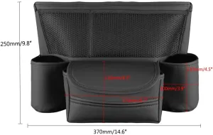 Car Purse Holder Between Seats Car Organizer, Leather Large Capacity Car Handbag Holder for Front Seat, Seat Back Net Bag Double-sided Tissue Storage Handbag Holder Car Divider (Black)