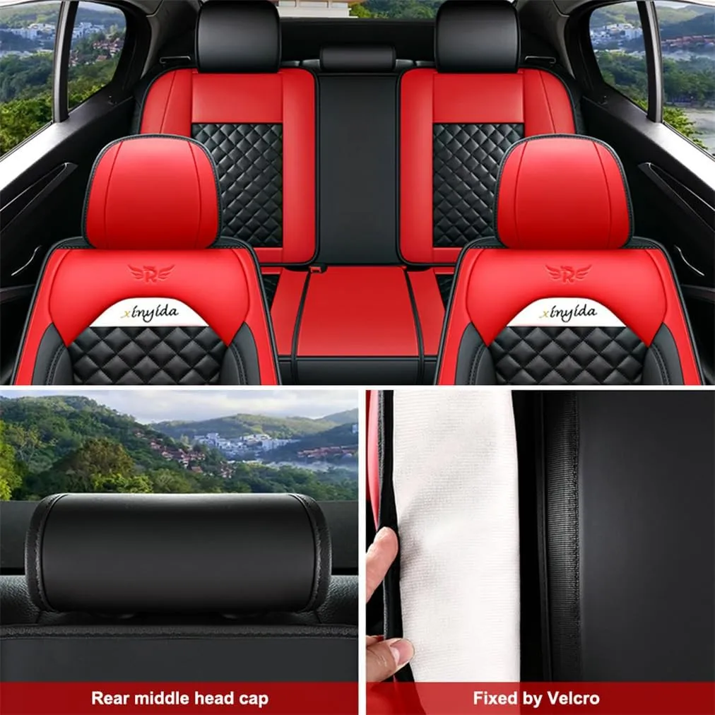 Car Seat Covers Full Set for Toyota for Tundra 2004-2025 Car Seat Protector Waterproof Leather Seat Cushion Interior Accessories MK88 Black Front Pair and Rear