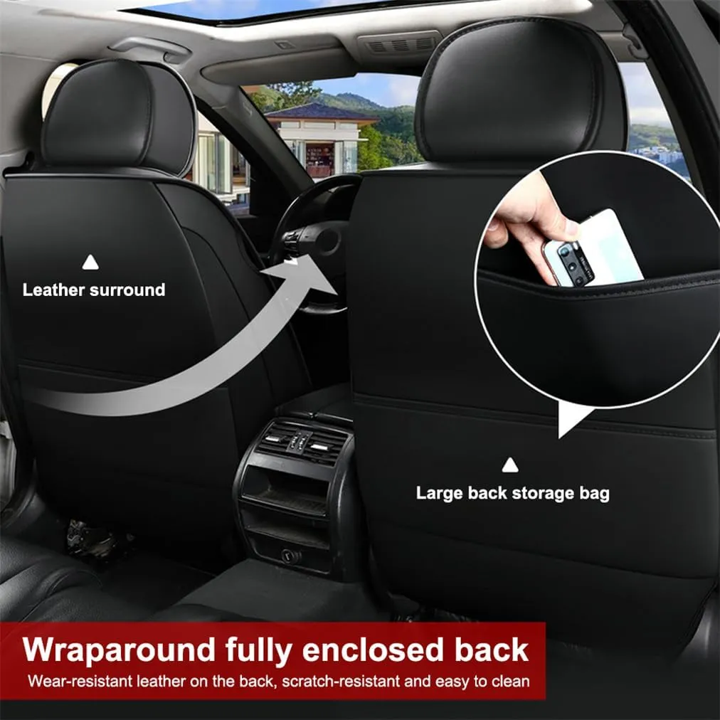 Car Seat Covers Full Set for Toyota for Tundra 2004-2025 Car Seat Protector Waterproof Leather Seat Cushion Interior Accessories MK88 Black Front Pair and Rear