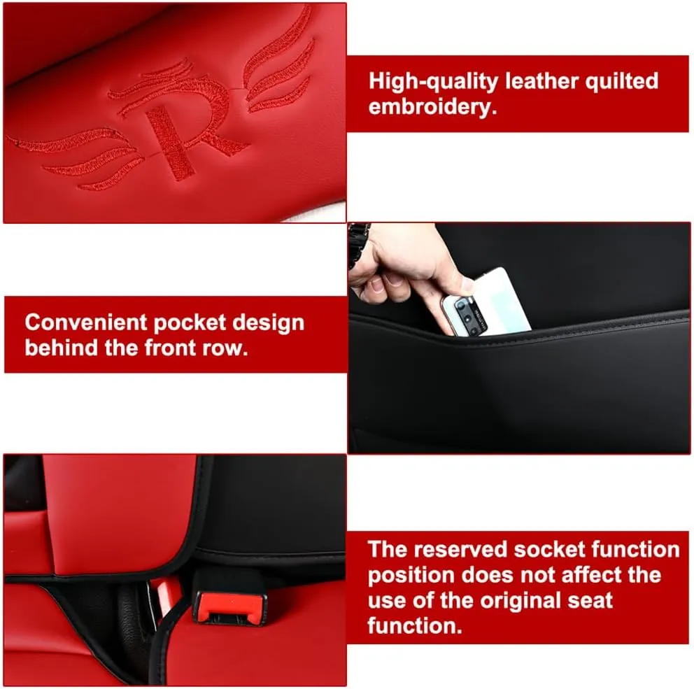 Car Seat Covers Full Set for Toyota for Tundra 2004-2025 Car Seat Protector Waterproof Leather Seat Cushion Interior Accessories MK88 Black Front Pair and Rear