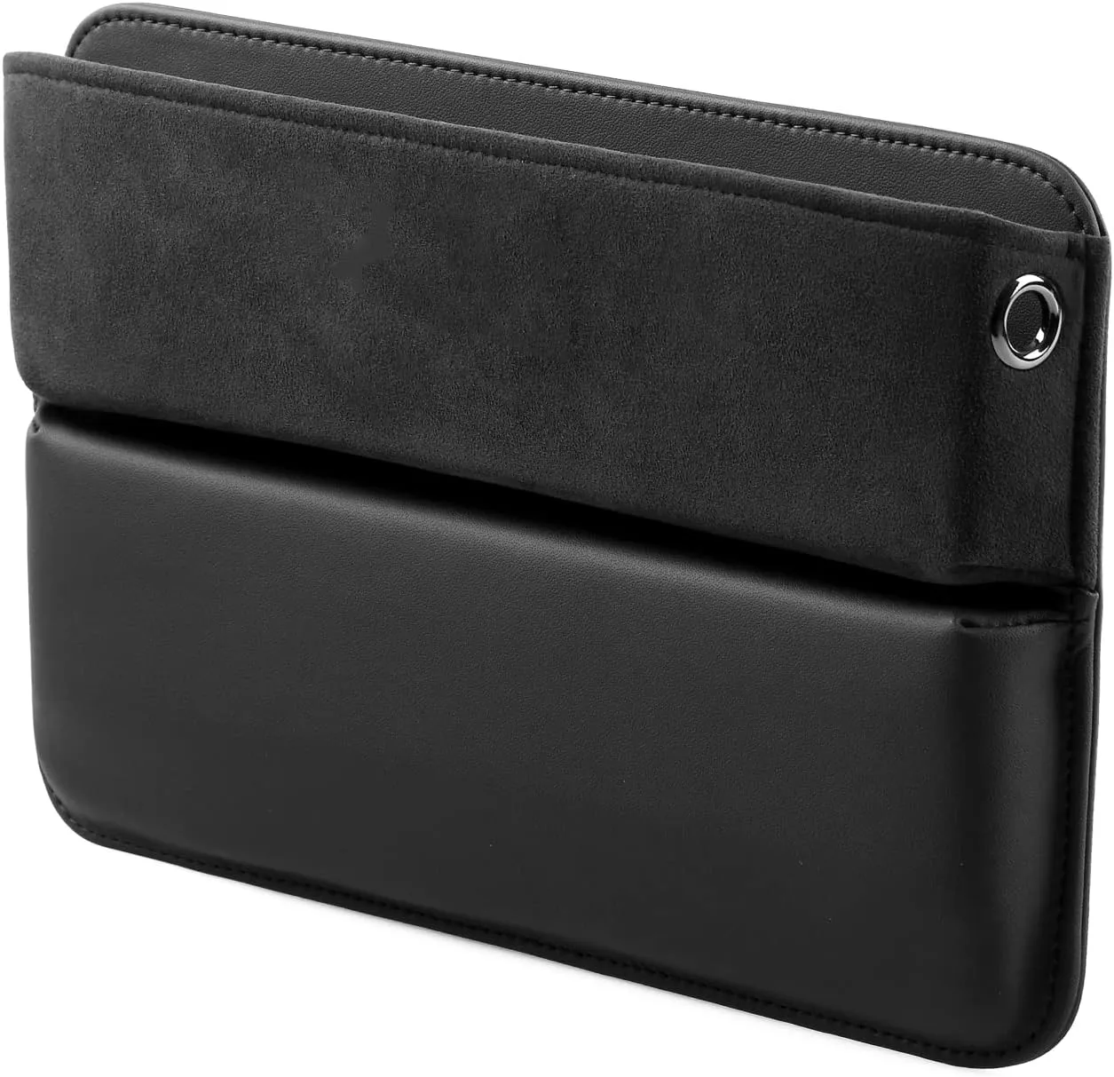 Car Seat Gap Filler Organizer Storage Box Universal Fit Italy Alcantara Material Fit for Most Vehicles (Black)