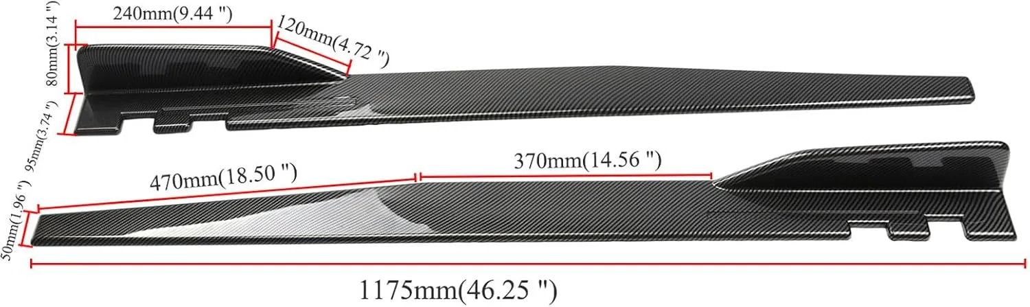 Car Side Skirts for Nissan Prairie (M12) 1998-2003 2004, Side Skirt Extension Running Boards Anti-Collision Body Kit, Car Styling Accessories,Bright Carbon Fiber