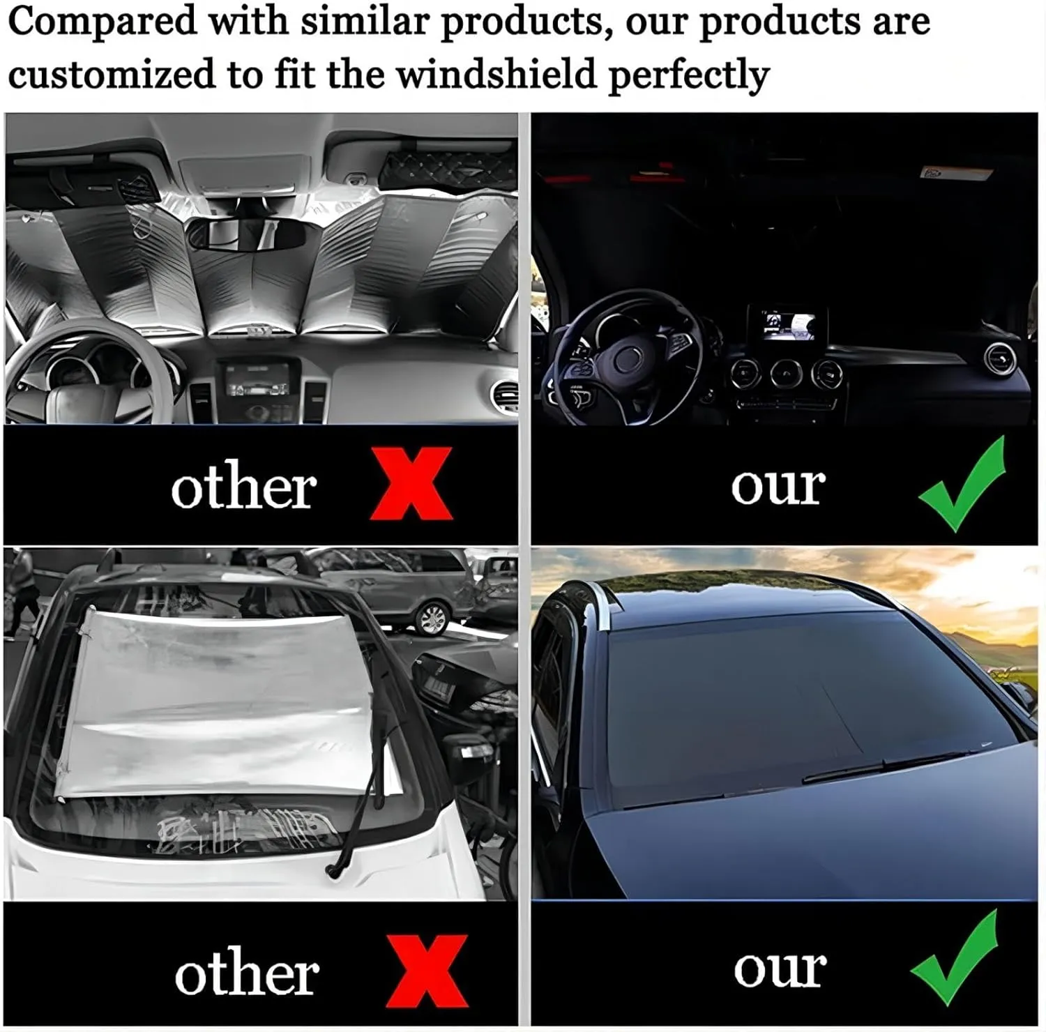 Car Windscreen Sun Shade for Mitsubishi Montero 1990-2006, Front Windshield Sunshade Blocks UV Rays Sun Visor Protector Keep Vehicle Cooler,A