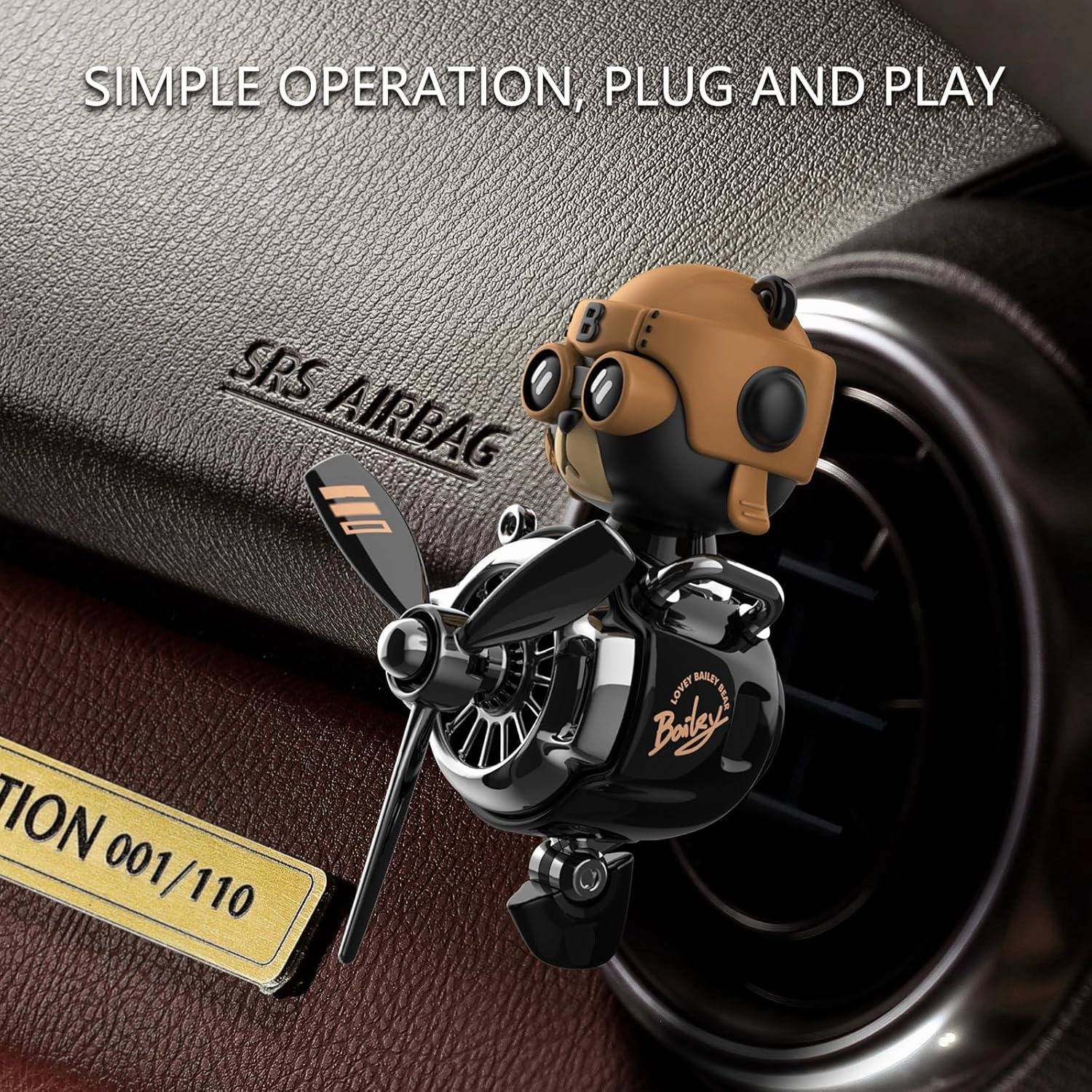 Car Air Fresheners Pilot Car Diffuser Cute Car Perfume Funny Car Fragrance (Bear, Ocean)