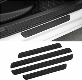 Car Door Sill Plate Protectors, 4 Pcs PVC Soft Rubber Front/Rear Door Sill Scuff Plate Guard, Universal Car Door Entry Decoration Stickers, Anti-Scratch Welcome Pedal Protector Cover