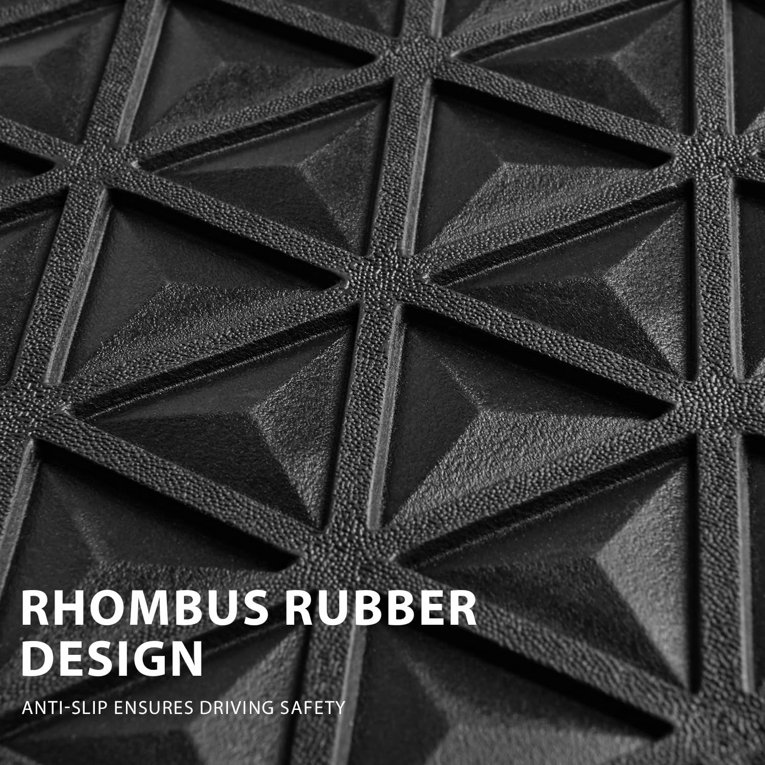 CAR PASS Bling Car Mats Diamond Rubber Floor Mats Full Set Anti-Slip 3D Rhombus Waterproof Trim to Fit Liner Universal Glitter Crystal Sparkly Shining Rhinestone Girl Women SUV Sedan Van, Black Blue