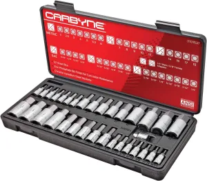 CARBYNE Master Hex (Allen) Bit Socket Set, 33 Pieces | SAE & Metric. Includes Metric 2mm - 19mm, SAE 5/64" to 3/4". S2 Steel Bits, Cr-V Sockets, Durable Case | 1/4'', 3/8'' & 1/2'' Drive