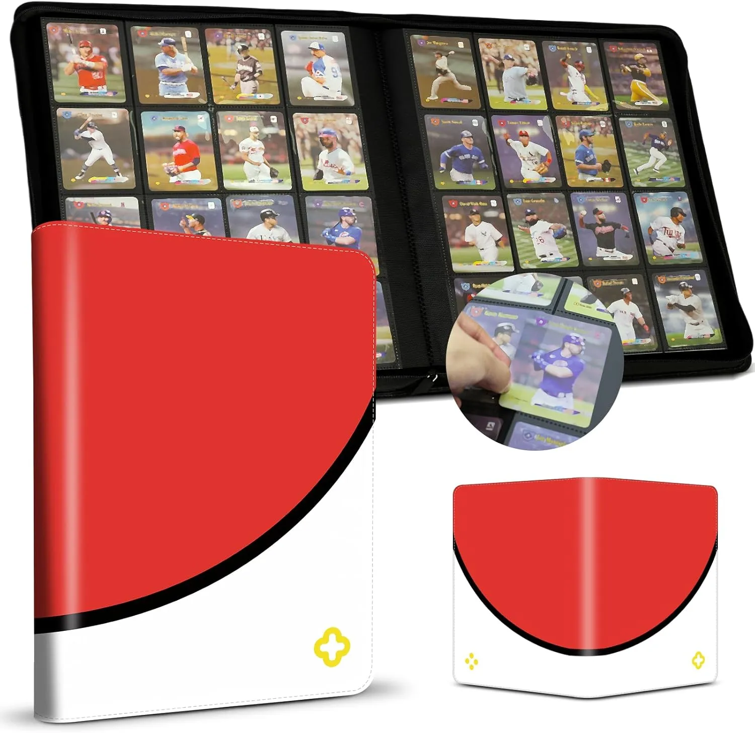 Card Binder 16 Pocket, 1000  Cards PU Cover Trading Card Binder Side Loading Card Collection Album Holder Folders