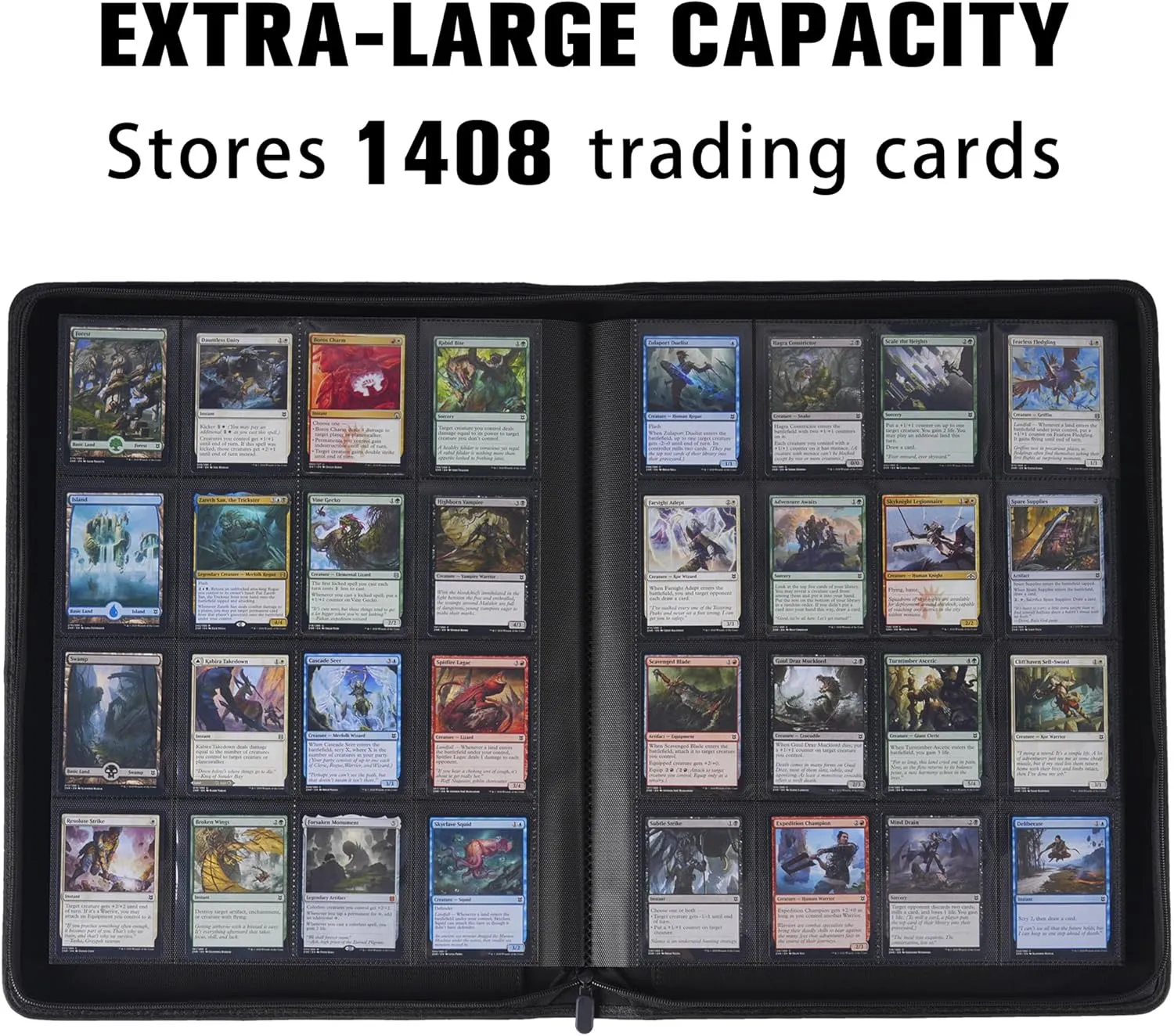 Card Binder 16 Pocket,Trading Card Binder Holds up to 1408 Cards with 44 Sleeves,Zipper Card Holder Album Compatible with TCG Card/Game Cards/Sports Card (Orange, Large)