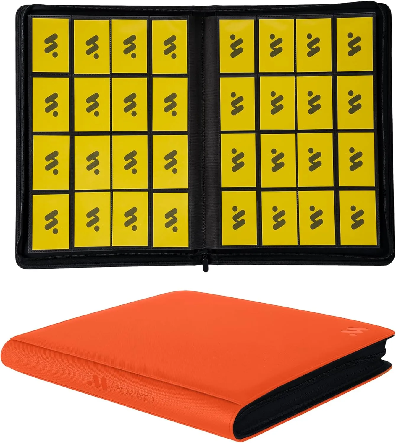 Card Binder 16 Pocket,Trading Card Binder Holds up to 1408 Cards with 44 Sleeves,Zipper Card Holder Album Compatible with TCG Card/Game Cards/Sports Card (Orange, Large)