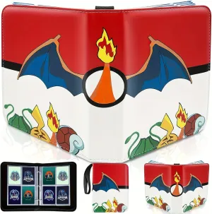 Card Binder 4 Pocket, Trading Card Binder with Card Display Design, 400 Double Sided Pocket PU Collection Binder, Card Albums for MTG, TCG, and Sports Cards (B)