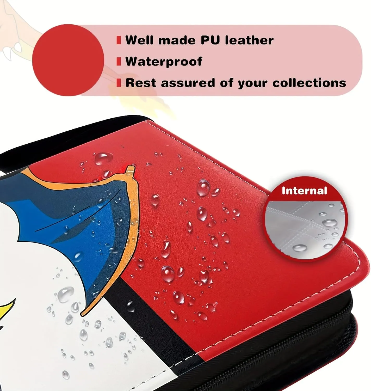 Card Binder 4 Pocket, Trading Card Binder with Card Display Design, 400 Double Sided Pocket PU Collection Binder, Card Albums for MTG, TCG, and Sports Cards (B)