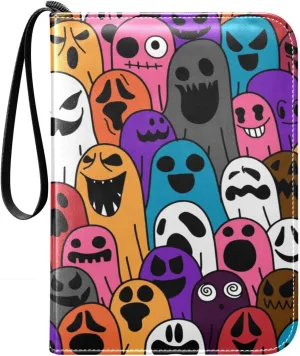 Card Binder 400 Pockets Halloween Ghost Colorful Trading Card Binder with 50 Removable Pages，3 Rings Trading Card 4 Pocket Album Folder for Game Cards TCG