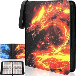 Card Binder 9 Pocket Holds 900 with 50 Removable Sleeves for Boys and Girls Built-in 3 Metal Ring Trading Holder Album Game,Sports,Yellow