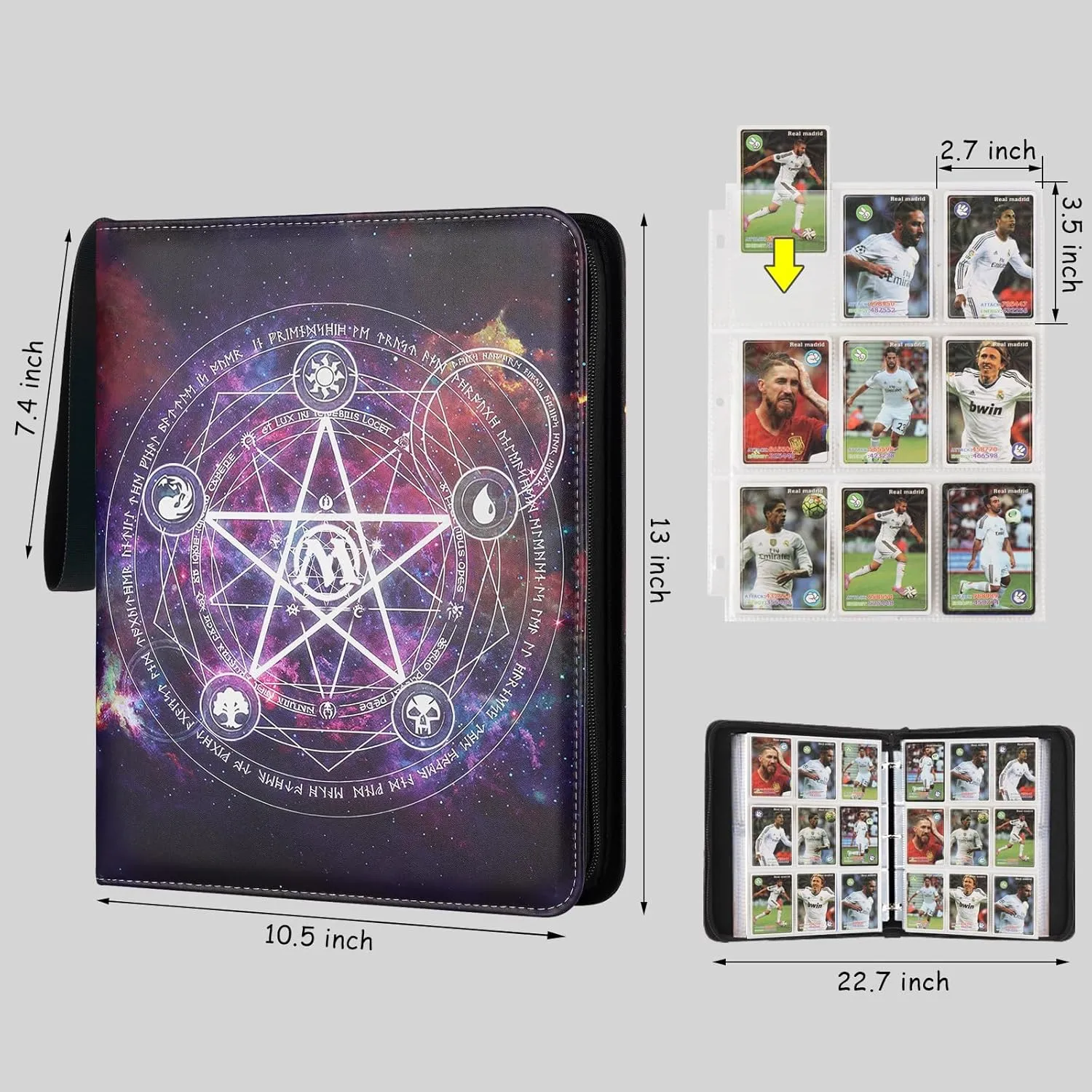Card Binder for MTG Cards, 720 Pockets Sleeves with Premium Zipper, Double Sided Pockets Collector Album for TCG, Yugioh, Game Cards