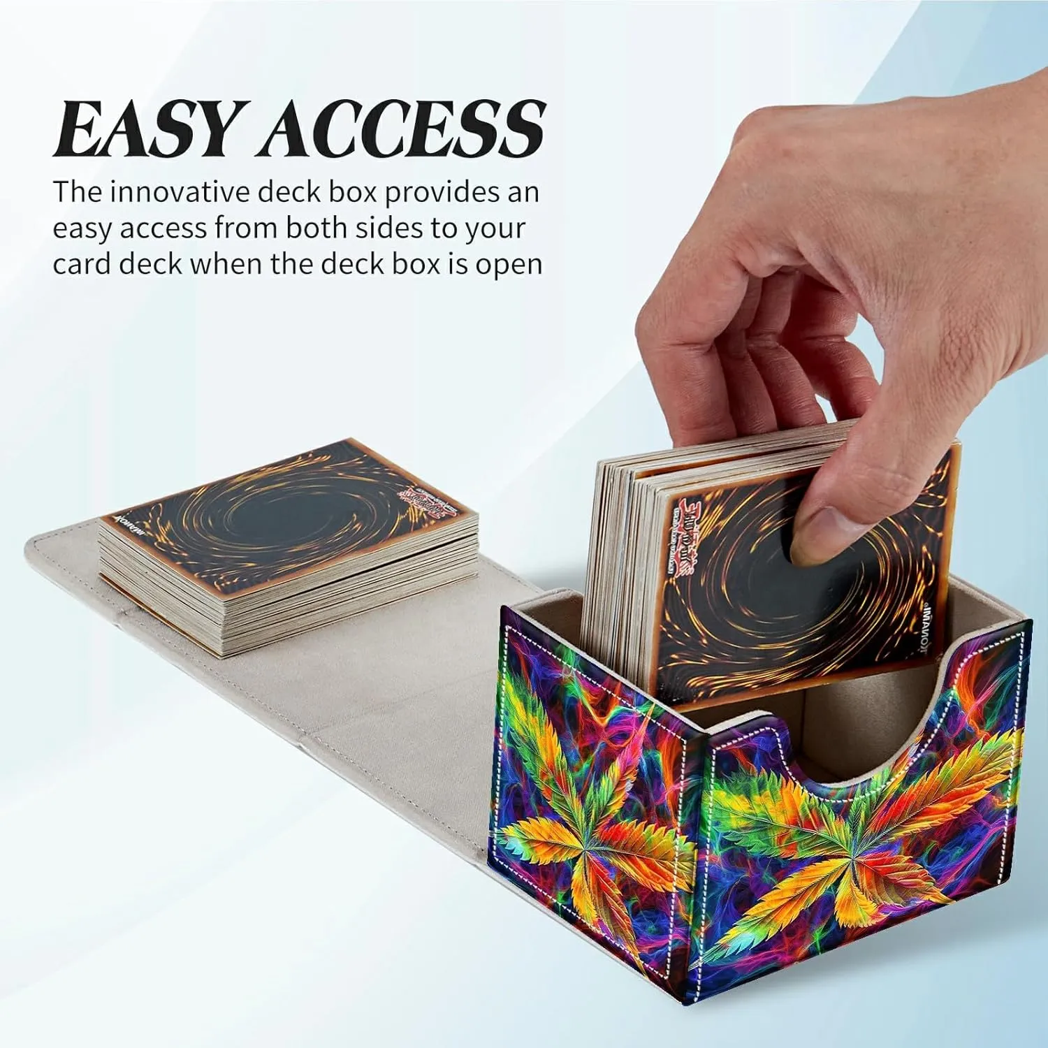 Card Deck Box for Trading Cards Commander Deck Box Card Storage Box with Strong Magnet Magic Premium Gathering Deck Box Cover for TCG CCG Magic Cards,Colorful Leaf