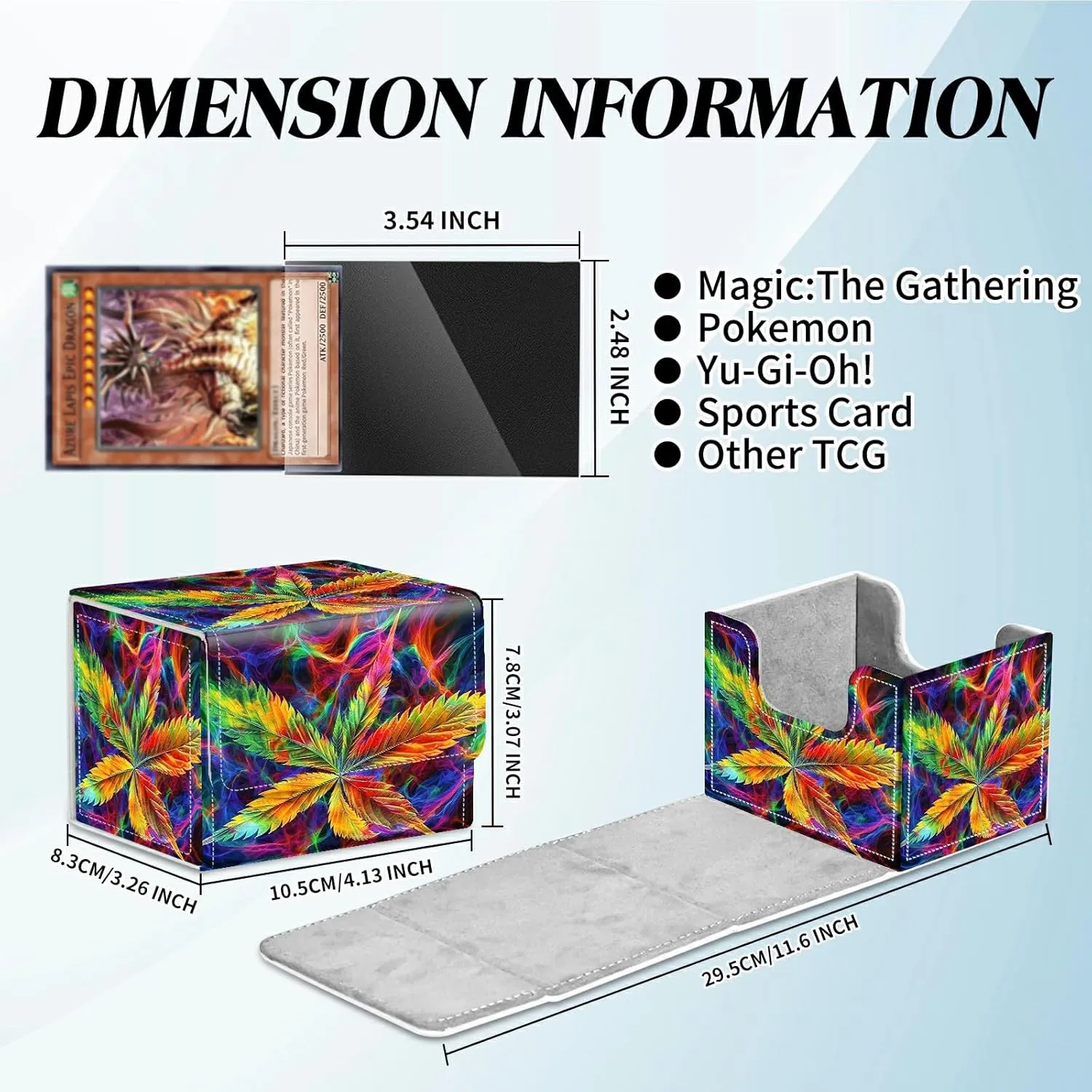 Card Deck Box for Trading Cards Commander Deck Box Card Storage Box with Strong Magnet Magic Premium Gathering Deck Box Cover for TCG CCG Magic Cards,Colorful Leaf