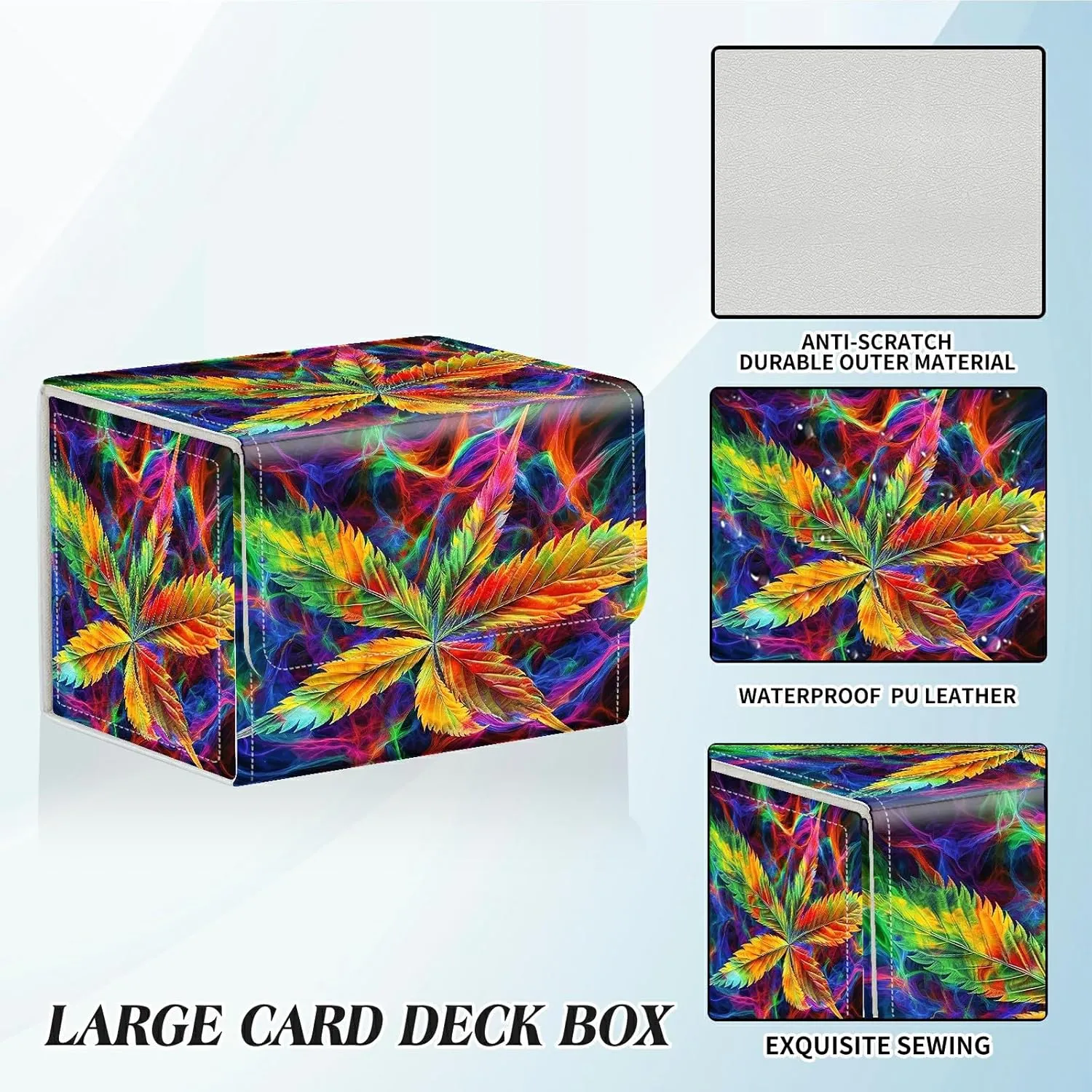 Card Deck Box for Trading Cards Commander Deck Box Card Storage Box with Strong Magnet Magic Premium Gathering Deck Box Cover for TCG CCG Magic Cards,Colorful Leaf
