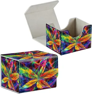Card Deck Box for Trading Cards Commander Deck Box Card Storage Box with Strong Magnet Magic Premium Gathering Deck Box Cover for TCG CCG Magic Cards,Colorful Leaf