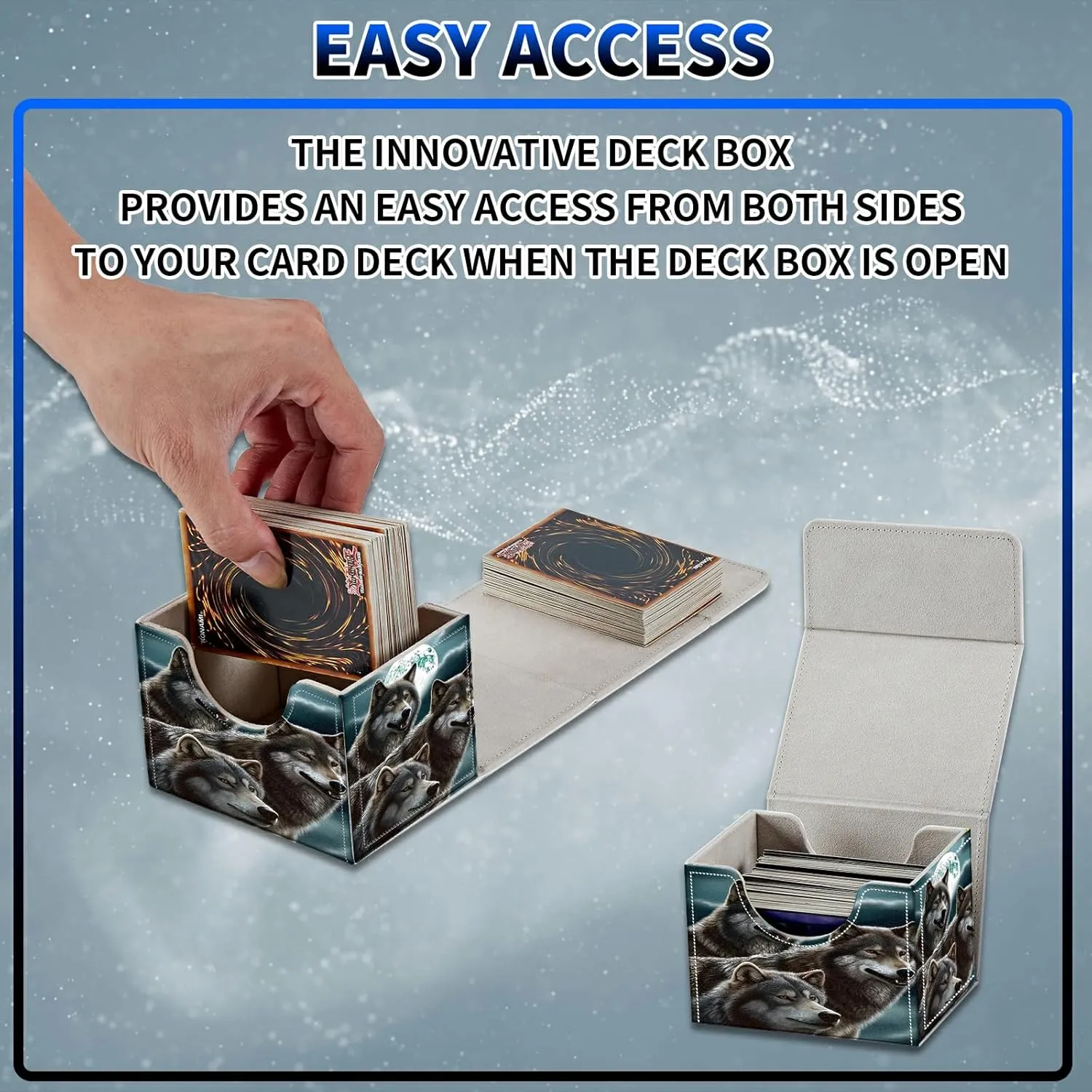 Card Deck Box, MTG Commander Deck Box for Trading Cards, 100  Sleeved Cards with PU Leather Magnetic Card Storage Box for TCG CCG Magic Cards - Wolfs