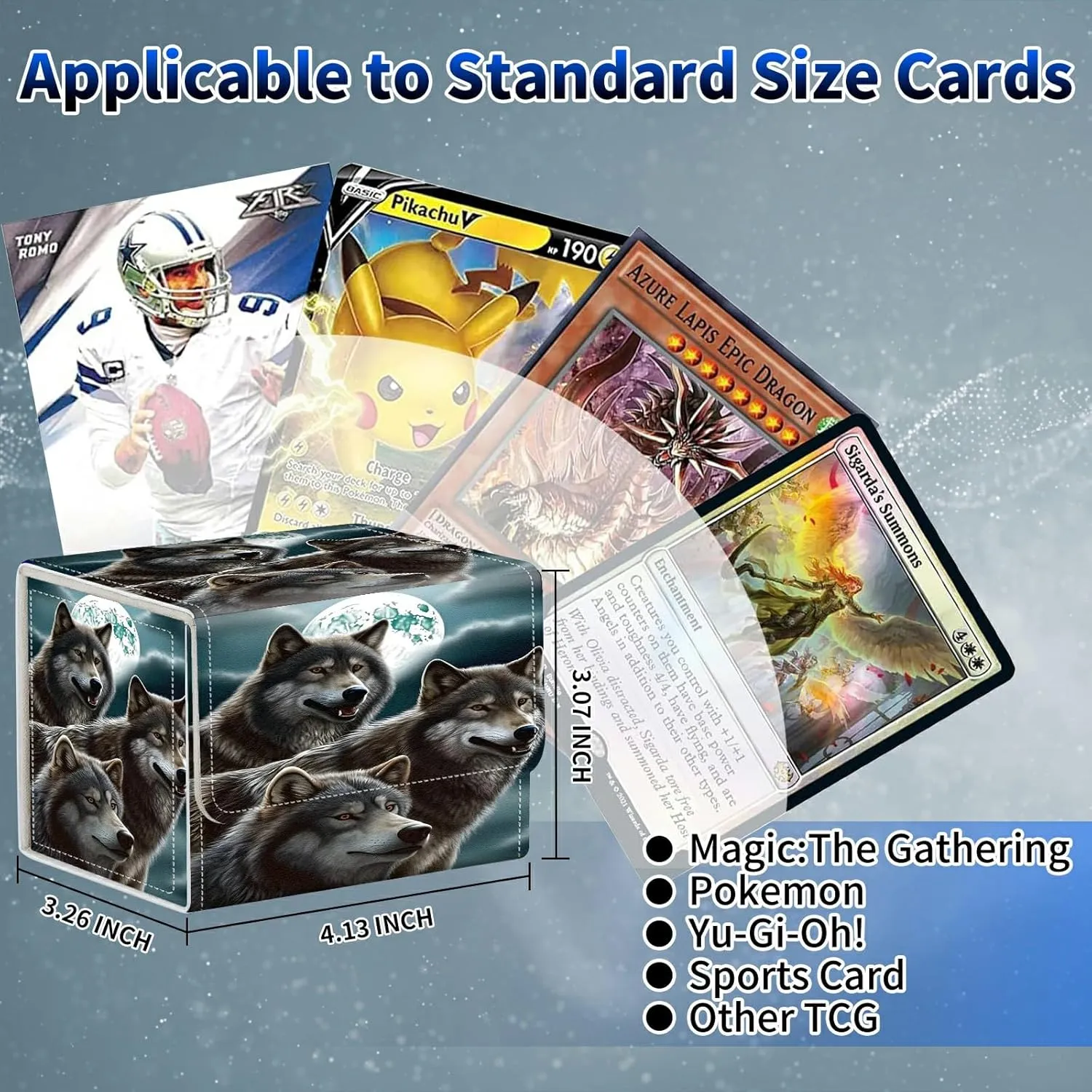 Card Deck Box, MTG Commander Deck Box for Trading Cards, 100  Sleeved Cards with PU Leather Magnetic Card Storage Box for TCG CCG Magic Cards - Wolfs