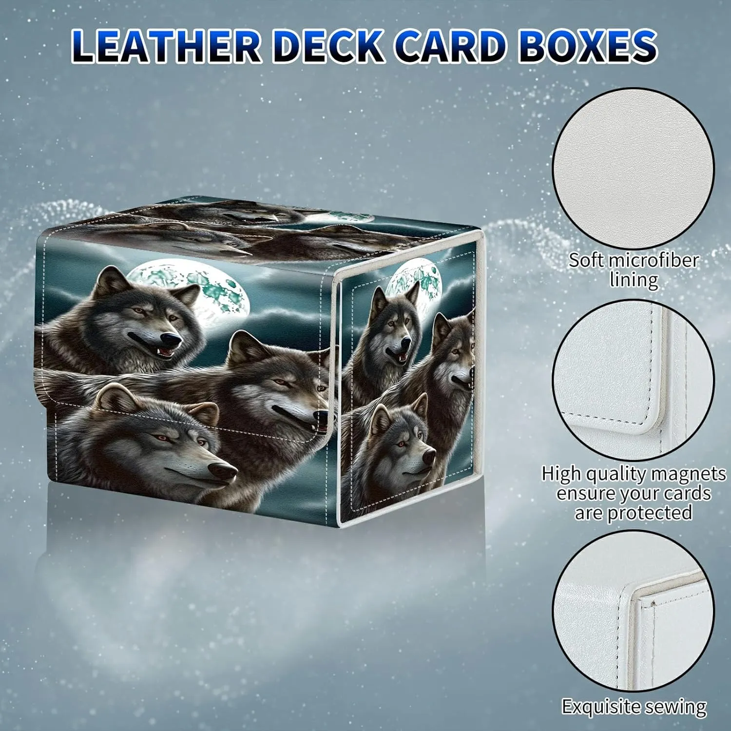 Card Deck Box, MTG Commander Deck Box for Trading Cards, 100  Sleeved Cards with PU Leather Magnetic Card Storage Box for TCG CCG Magic Cards - Wolfs