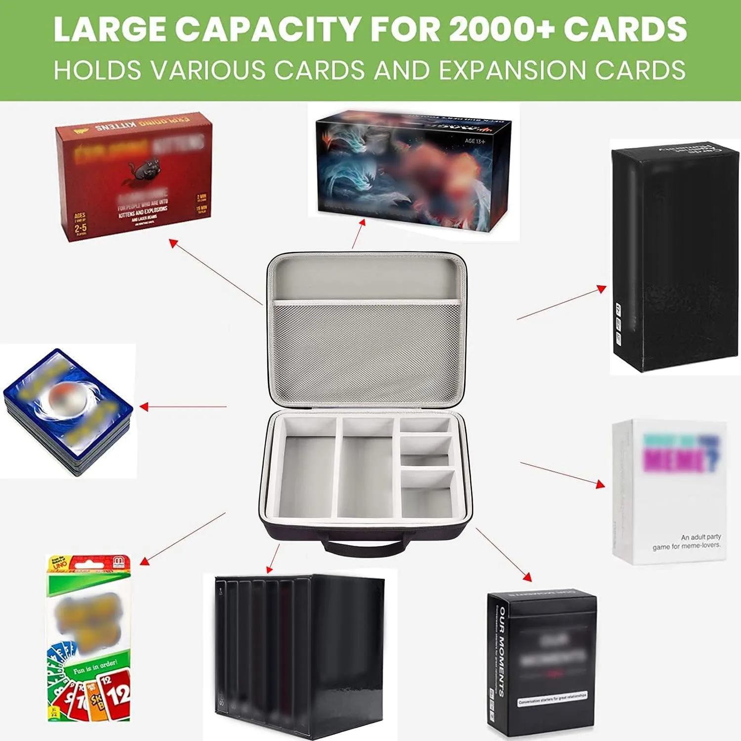 Card Deck Case for Trading Cards, Card Storage Box Holder for Magic The Gathering Booster/for Cards Against Humanity/for CAH TCG MTG Commander/for Yugioh/Football/Topps Sports Collectible Cards(Grey)