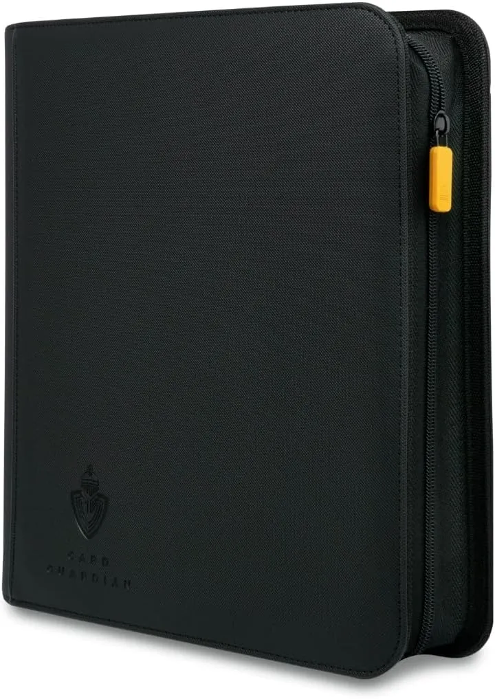 Card Guardian - Toploader 4 Pocket Premium Binder with Zipper for 160 Cards - Side Loaded Pockets - Compatible with Sports and Trading Cards TCG (Black)