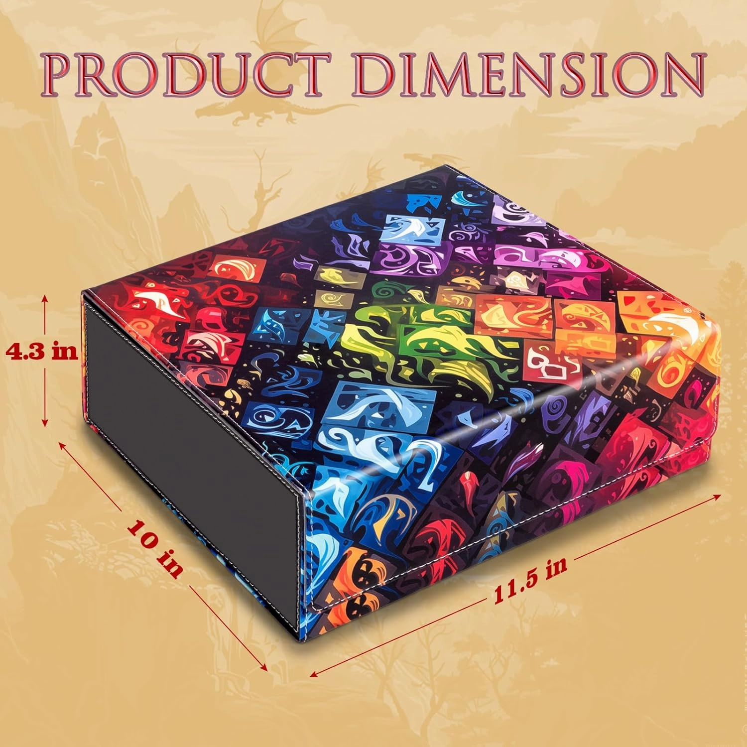 Card Deck Box compatible with MTG Card - Holds 1800  Cards, Card Deck Case, Card Storage Box fits TCG/PTCG/YGO Cards and Sport Cards with 10 Dividers - Ethereal Elemental Grid