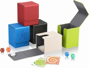 Card Deck Box for MTG Card Storage Box Holds 100 Plus Single Sleeved Cards, Microfiber Lining and LeatherBox Compatible (Blue,Green,White)