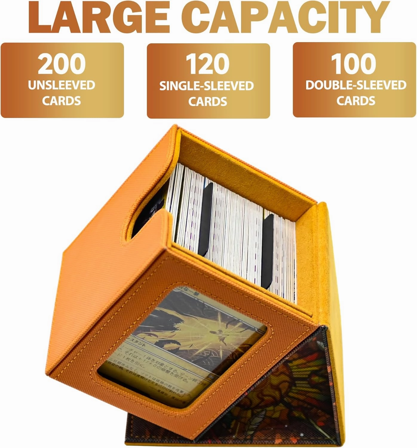 Card Deck Box for MTG Commander Display, Holds 100  Double-Sleeved Cards,Trading Card Storage Box for TCG/MTG/Sports Cards with 2 Dividers & 1 Toploader