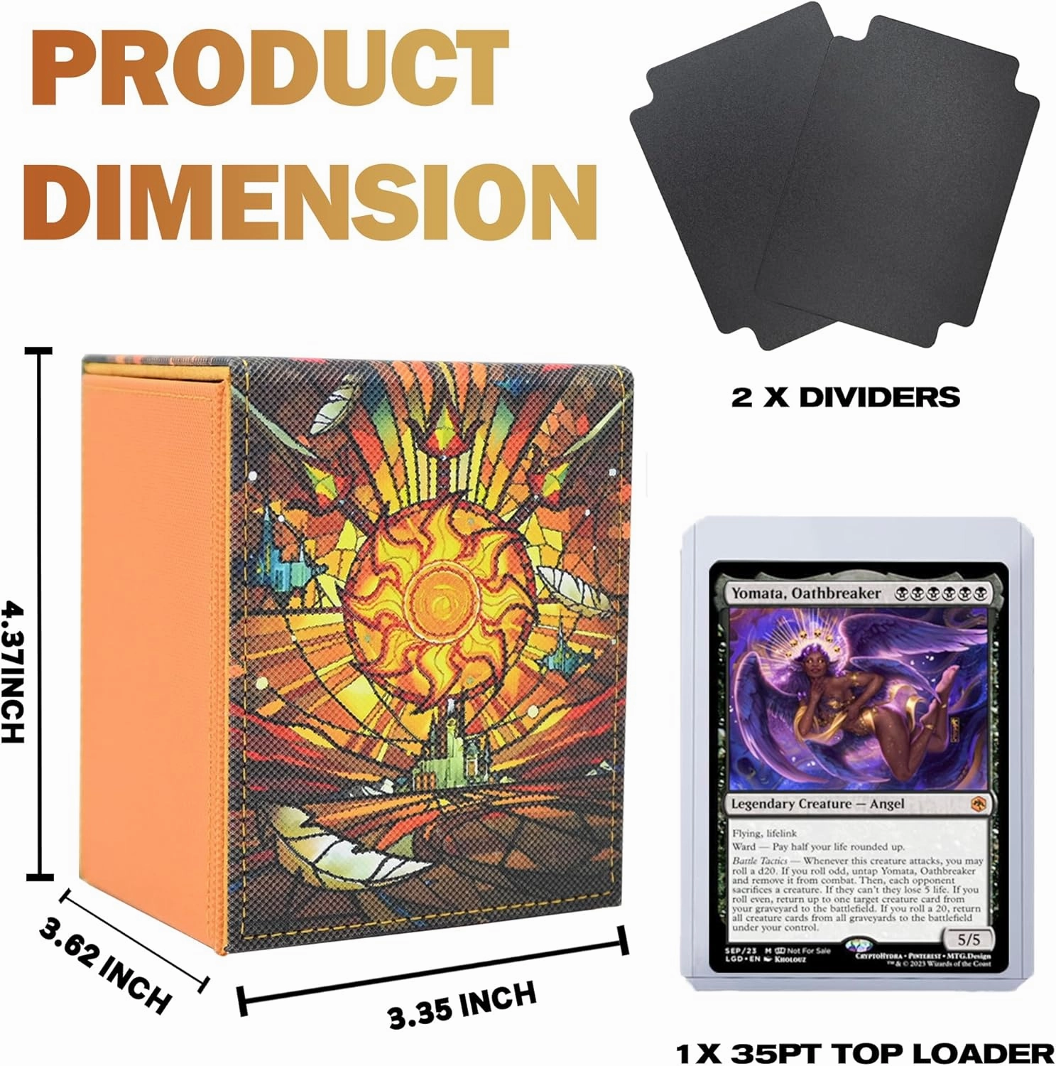 Card Deck Box for MTG Commander Display, Holds 100  Double-Sleeved Cards,Trading Card Storage Box for TCG/MTG/Sports Cards with 2 Dividers & 1 Toploader