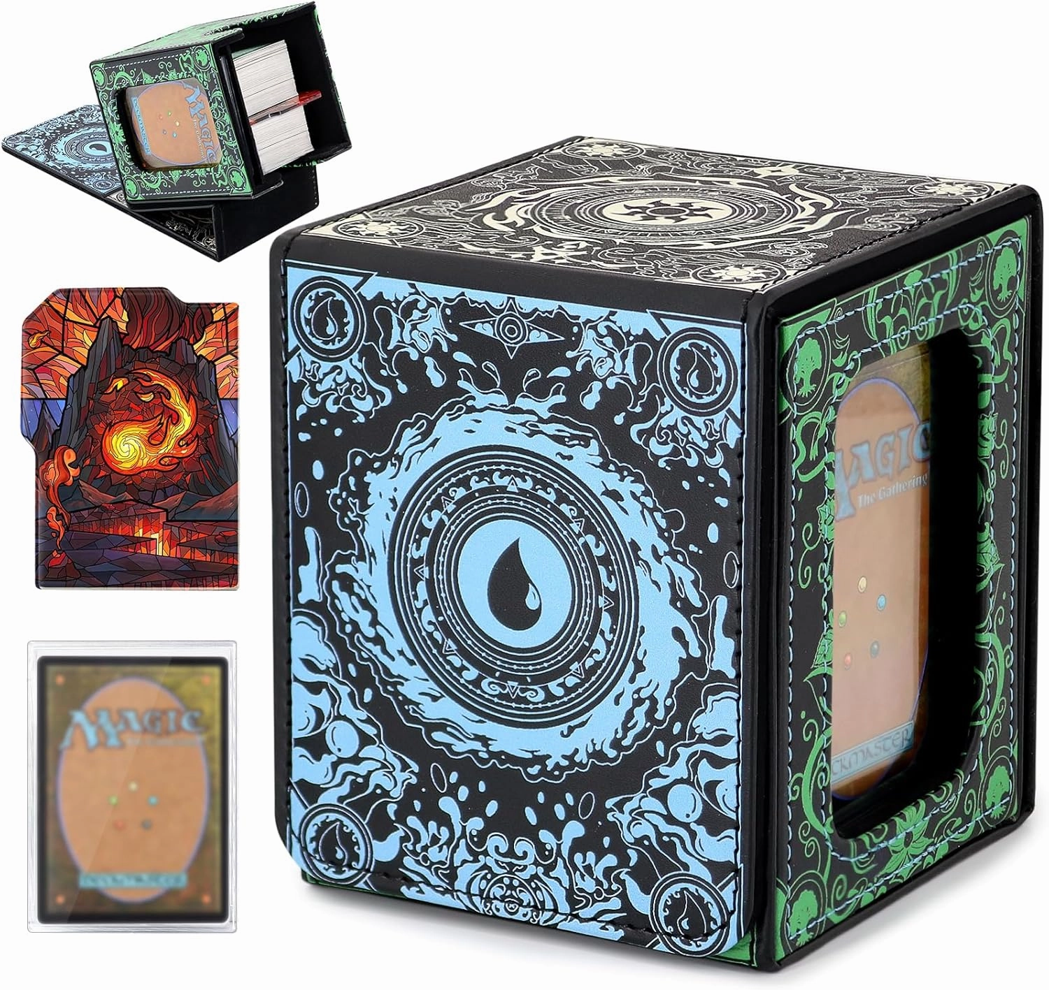 Card Deck Box for YGO MTG Deck Box 110  Double Sleeved Cards Storage Trading Card Games Leather Storage with divider,Holder (MTG)