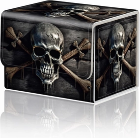 Card Game Storage Box TCG Deck Box MTG Card Box Organizer Trading Card Case Commander Deck Box TCG Card Storage Box Magnetic Closure Creative Pattern Up to 200 Cards, A Skull On A Wood