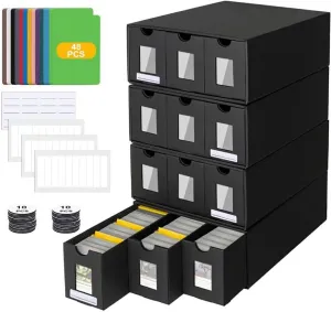 Cardboard Card Storage Box - Holds Trading/Gaming/Sports Cards - Corrugated Cardboard Organizer Box with Lid, Portable and Stackable Design for Collectors (12.3"x9.3"x4.5")