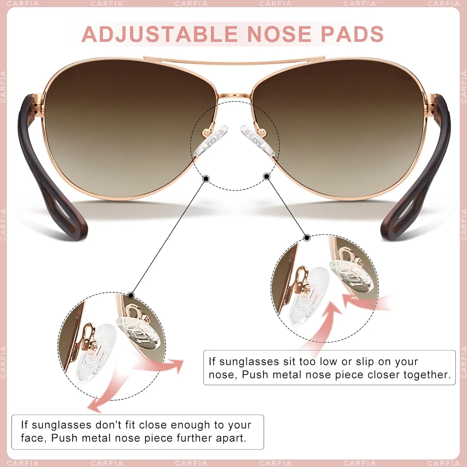 CARFIA Polarized Sunglasses for Women UV Protection Ultra-Lightweight Comfort Metal Frame Driving Glasses CA3210