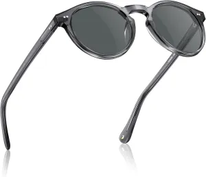 CARFIA Round Acetate Mens Sunglasses Polarized UV Protection Classic Retro Sun Glasses CA5289L