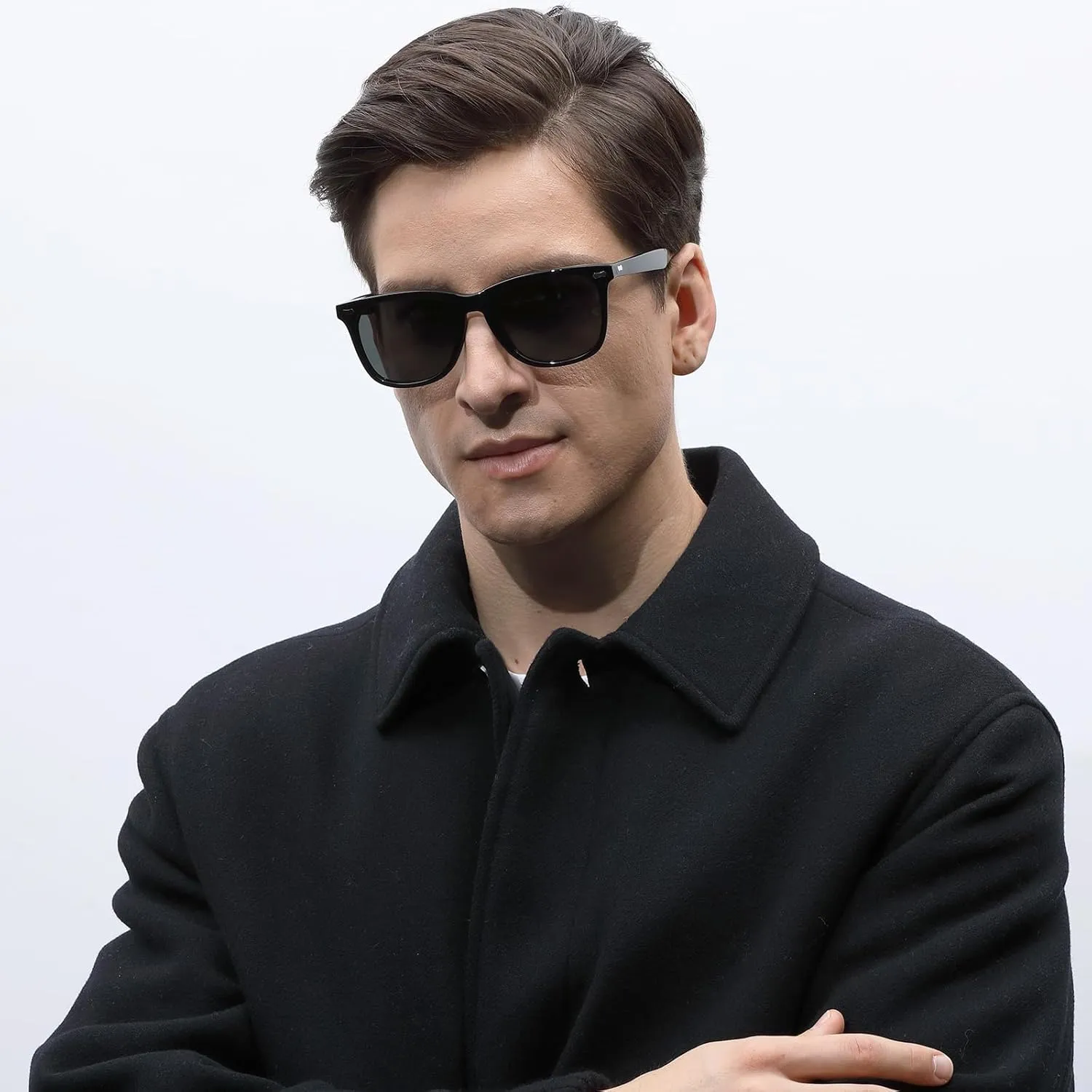 CARFIA Square Polarized Sunglasses for Men UV400 Protection Retro Acetate Italian Hand-crafted Driving Shades