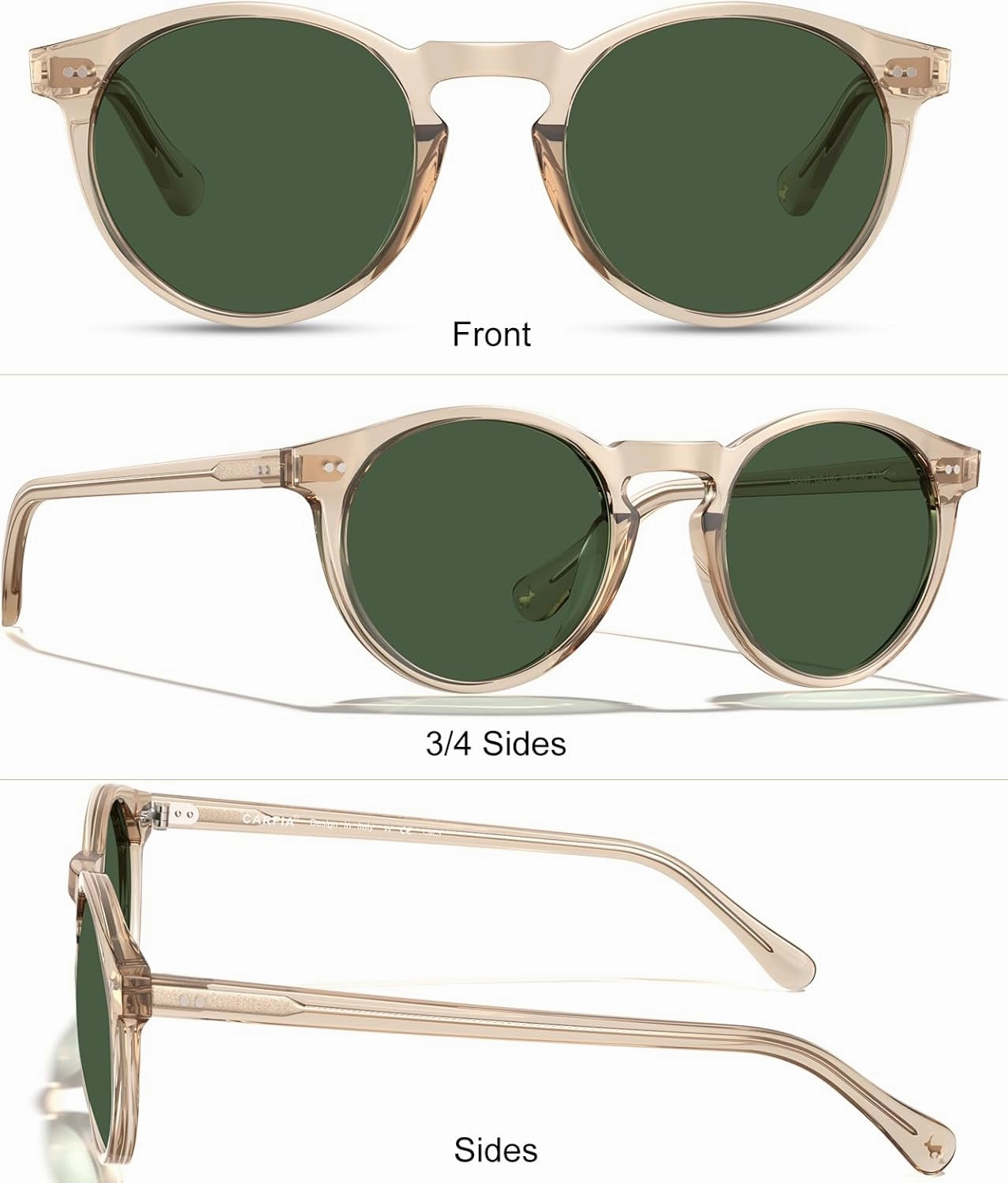 CARFIA Round Acetate Mens Sunglasses Polarized UV Protection Classic Retro Sun Glasses CA5289L