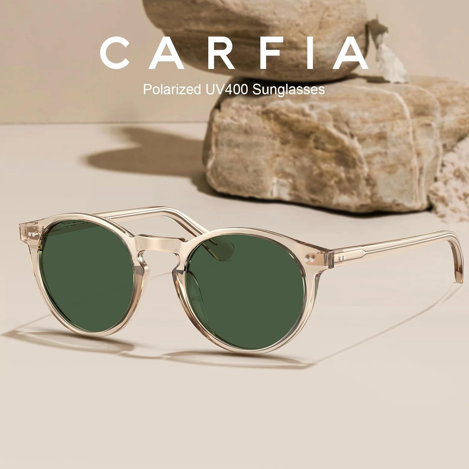 CARFIA Round Acetate Mens Sunglasses Polarized UV Protection Classic Retro Sun Glasses CA5289L