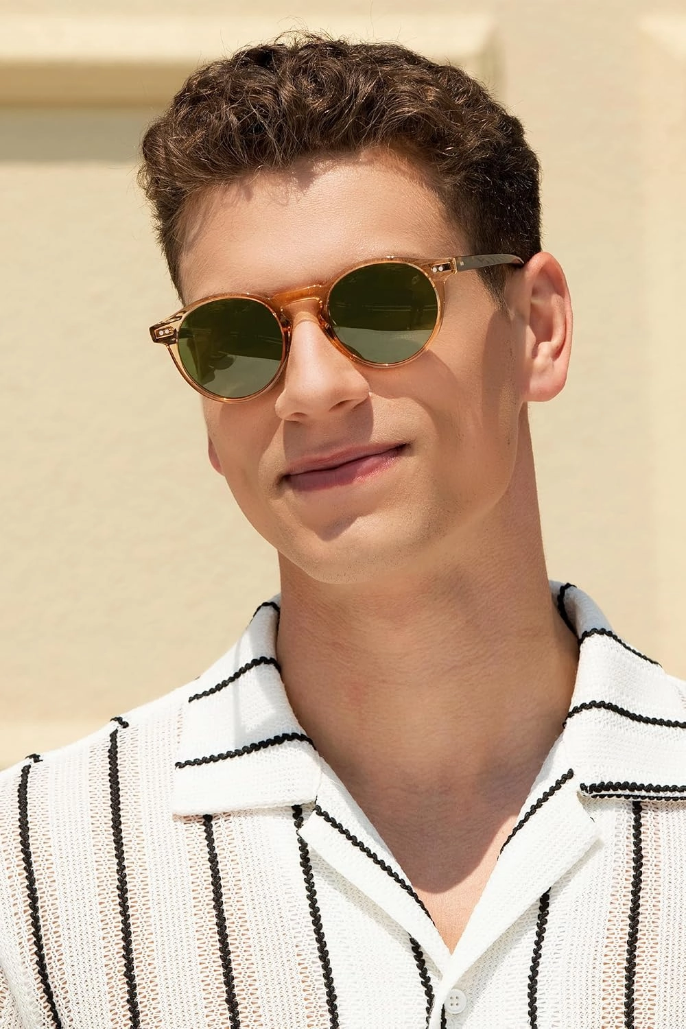 CARFIA Round Acetate Mens Sunglasses Polarized UV Protection Classic Retro Sun Glasses CA5289L